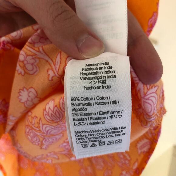 J. Crew Factory EUC Women's Orange Floral Button Down Sleeveless Blouse S - Picture 5 of 8